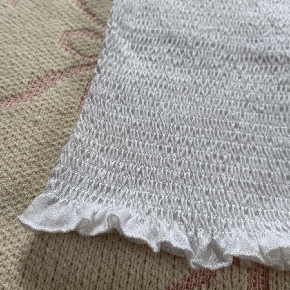 White Ruffle Scrunch Top - Picture 5 of 5